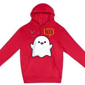 Ghost Saying Boo Spooky Halloween Cute Premium Pullover Hoodie