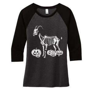 Goat Skeleton Birthday Halloween Women's Tri-Blend 3/4-Sleeve Raglan Shirt