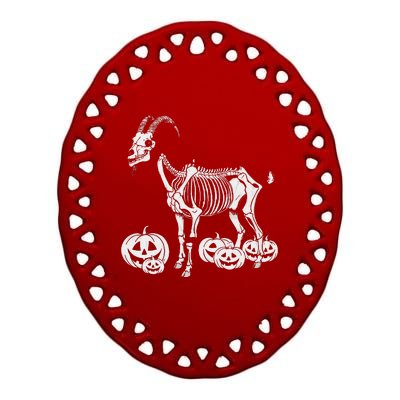 Goat Skeleton Birthday Halloween Ceramic Oval Ornament