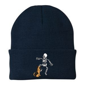 German Shepherd Biting Skeleton Leg Halloween Knit Cap Winter Beanie