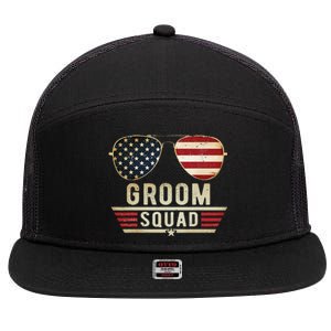 Groom Squad Bachelor Party Groomsmen Wedding USA Sunglasses 7 Panel Mesh Trucker Snapback Hat