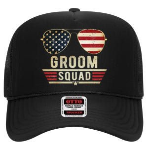 Groom Squad Bachelor Party Groomsmen Wedding USA Sunglasses High Crown Mesh Back Trucker Hat