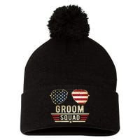 Groom Squad Bachelor Party Groomsmen Wedding USA Sunglasses Pom Pom 12in Knit Beanie