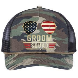 Groom Squad Bachelor Party Groomsmen Wedding USA Sunglasses Retro Rope Trucker Hat Cap