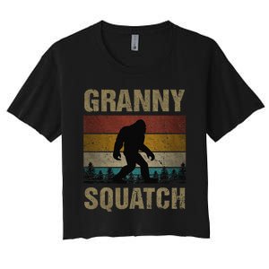 Granny Squatch Bigfoot Granny Sasquatch Yeti Family Matching Women's Crop Top Tee