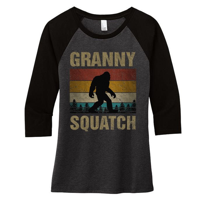 Granny Squatch Bigfoot Granny Sasquatch Yeti Family Matching Women's Tri-Blend 3/4-Sleeve Raglan Shirt