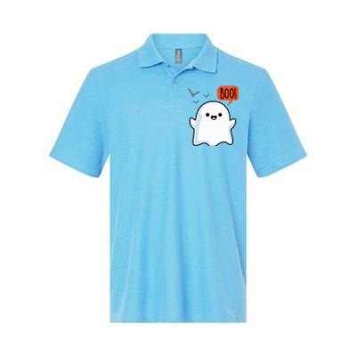 Ghost Saying Boo Spooky Halloween Softstyle Adult Sport Polo