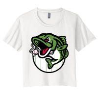Gwinnett Stripers Baseball Angry Striped Bass Fishing For Baseball Fans Women's Crop Top Tee