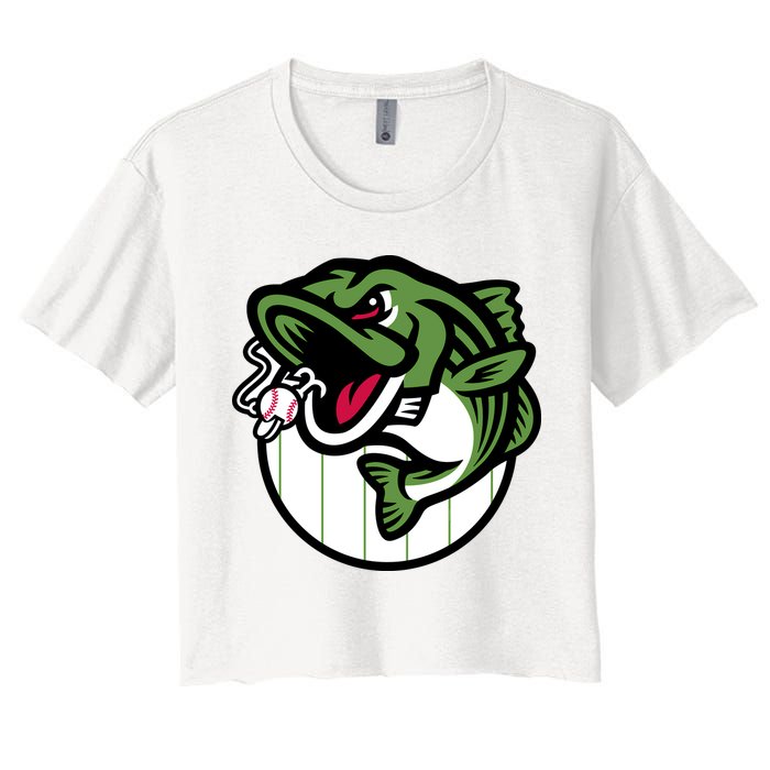 Gwinnett Stripers Baseball Angry Striped Bass Fishing For Baseball Fans Women's Crop Top Tee