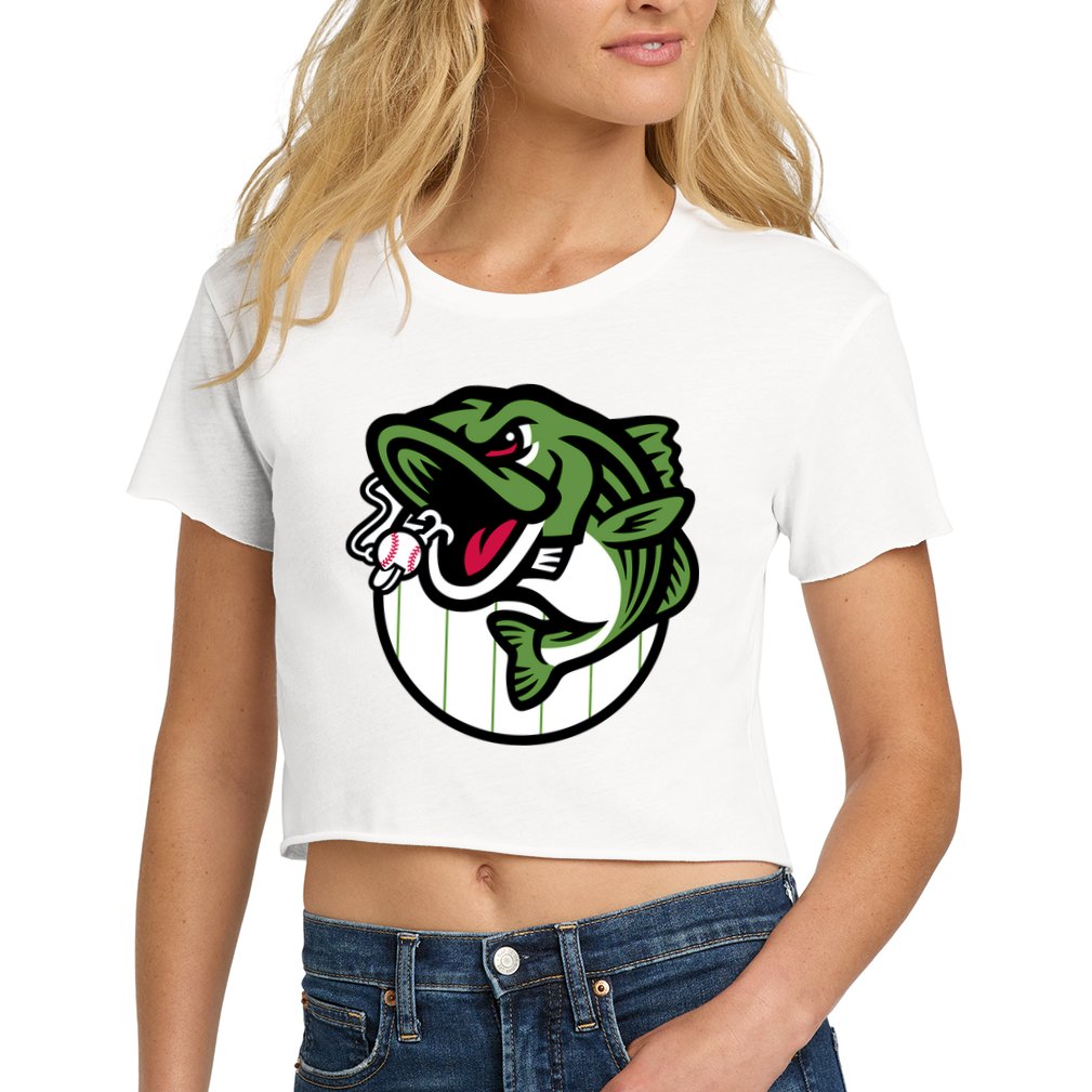 Gwinnett Stripers Baseball Angry Striped Bass Fishing For Baseball Fans Women's Crop Top Tee
