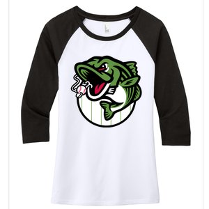 Gwinnett Stripers Baseball Angry Striped Bass Fishing For Baseball Fans Women's Tri-Blend 3/4-Sleeve Raglan Shirt