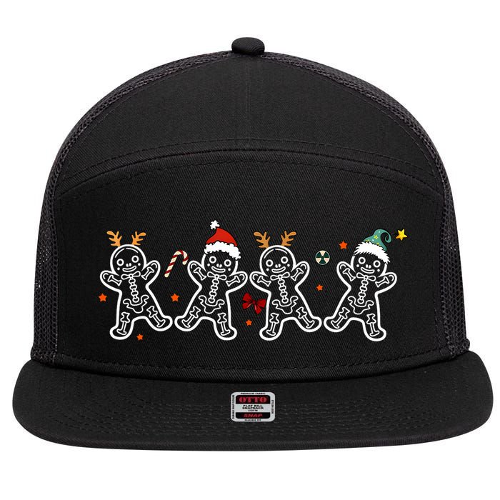 Gingerbread Skeleton Christmas Radiology Shir Xray Tech 7 Panel Mesh Trucker Snapback Hat
