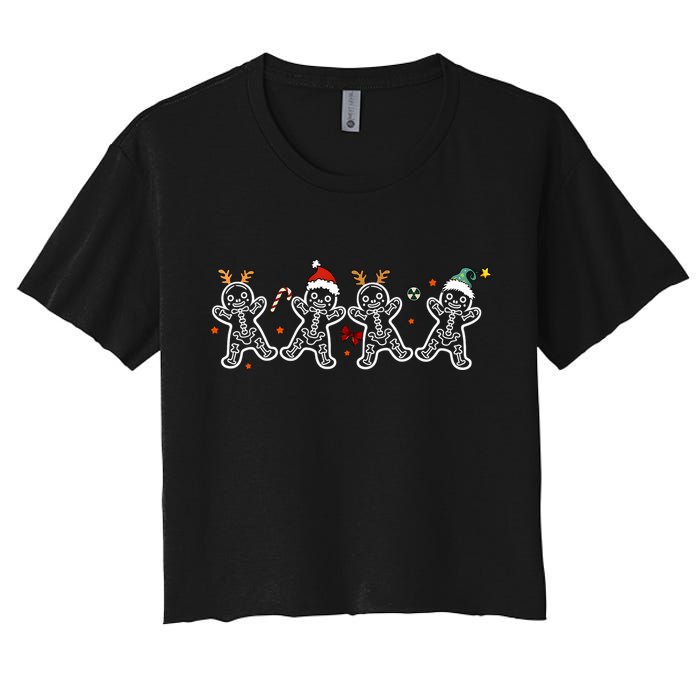 Gingerbread Skeleton Christmas Radiology Shir Xray Tech Crop Top