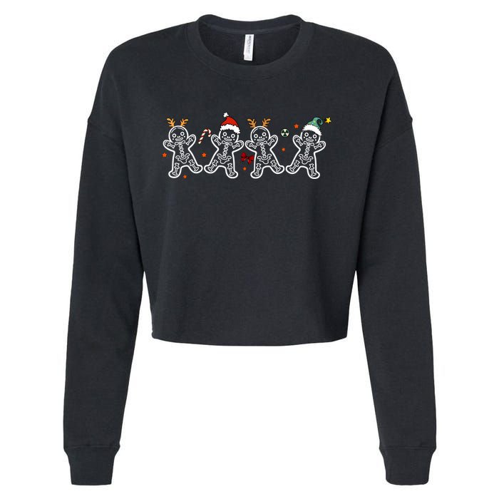 Gingerbread Skeleton Christmas Radiology Shir Xray Tech Cropped Pullover Crew