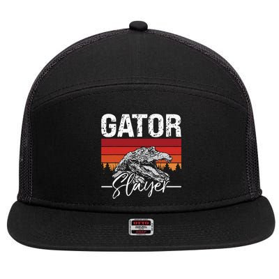 Gator S.L.A.Y.E.R Crocodiles Gator Hunting Alligator Hunting 7 Panel Mesh Trucker Snapback Hat