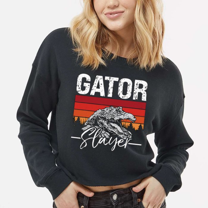 Gator S.L.A.Y.E.R Crocodiles Gator Hunting Alligator Hunting Cropped Pullover Crew