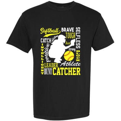 Girl Softball Catcher Great For Teens Traits Of A Catcher Garment-Dyed Heavyweight T-Shirt