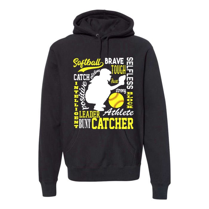 Girl Softball Catcher Great For Teens Traits Of A Catcher Premium Hoodie