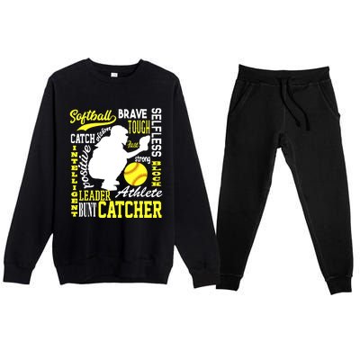 Girl Softball Catcher Great For Teens Traits Of A Catcher Premium Crewneck Sweatsuit Set