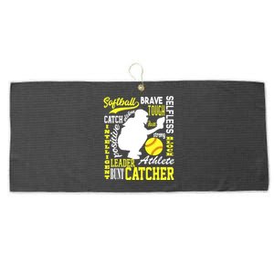 Girl Softball Catcher Great For Teens Traits Of A Catcher Large Microfiber Waffle Golf Towel