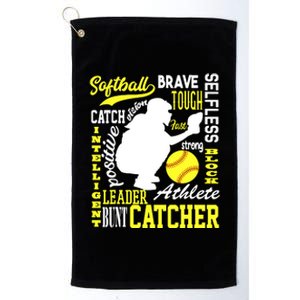 Girl Softball Catcher Great For Teens Traits Of A Catcher Platinum Collection Golf Towel