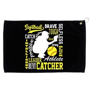 Girl Softball Catcher Great For Teens Traits Of A Catcher Grommeted Golf Towel