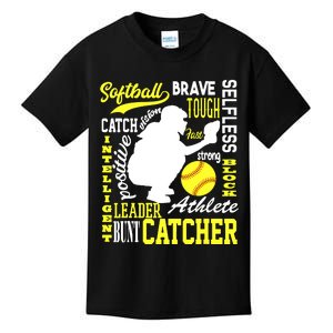 Girl Softball Catcher Great For Teens Traits Of A Catcher Kids T-Shirt