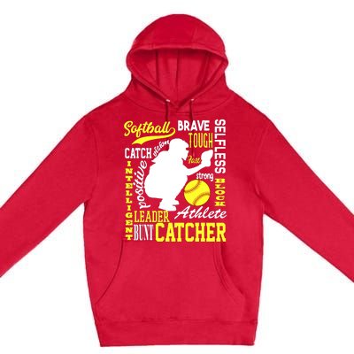 Girl Softball Catcher Great For Teens Traits Of A Catcher Premium Pullover Hoodie