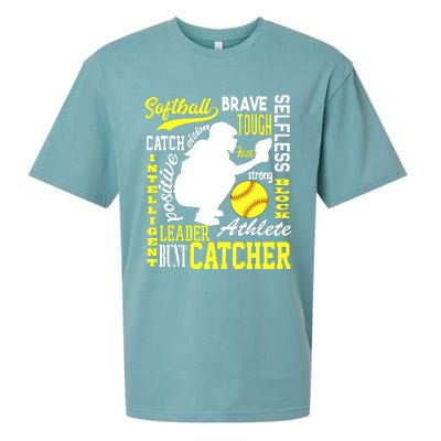 Girl Softball Catcher Great For Teens Traits Of A Catcher Sueded Cloud Jersey T-Shirt