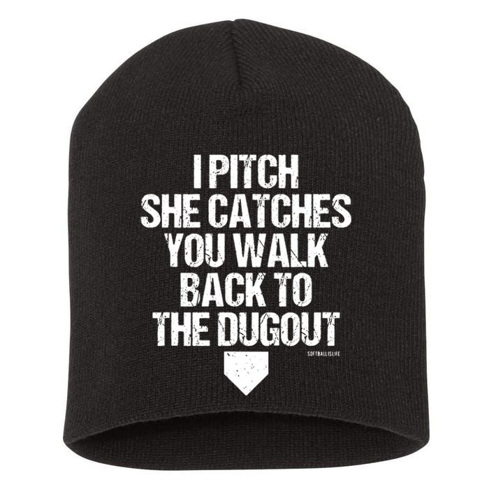 Girl Softball Catcher Pitcher Funny Short Acrylic Beanie