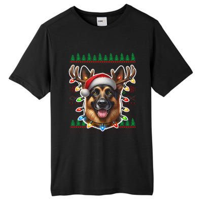 German Shepherd Christmas Ugly Sweater Funny Dog Lover Xmas Tall Fusion ChromaSoft Performance T-Shirt