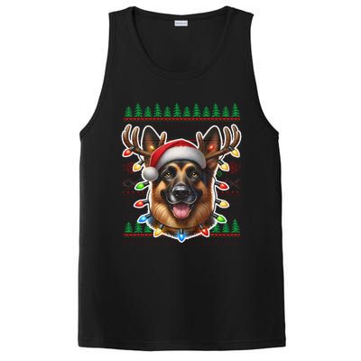 German Shepherd Christmas Ugly Sweater Funny Dog Lover Xmas PosiCharge Competitor Tank