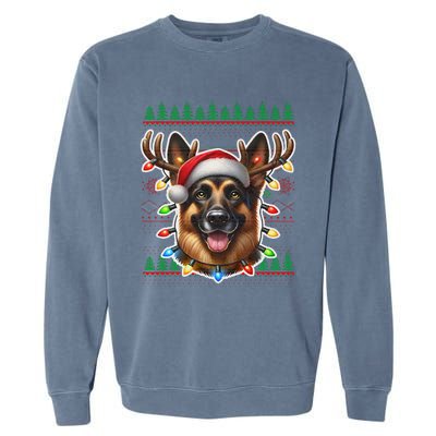 German Shepherd Christmas Ugly Sweater Funny Dog Lover Xmas Garment-Dyed Sweatshirt