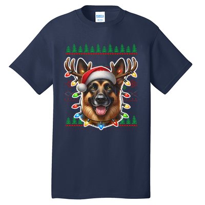 German Shepherd Christmas Ugly Sweater Funny Dog Lover Xmas Tall T-Shirt