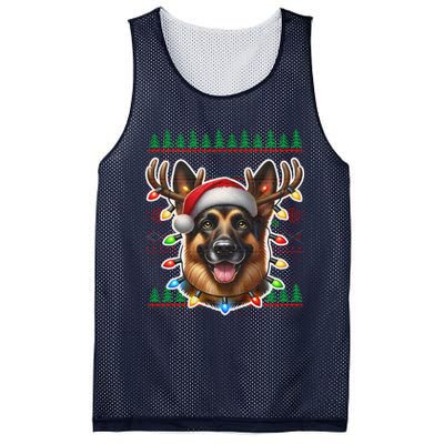 German Shepherd Christmas Ugly Sweater Funny Dog Lover Xmas Mesh Reversible Basketball Jersey Tank