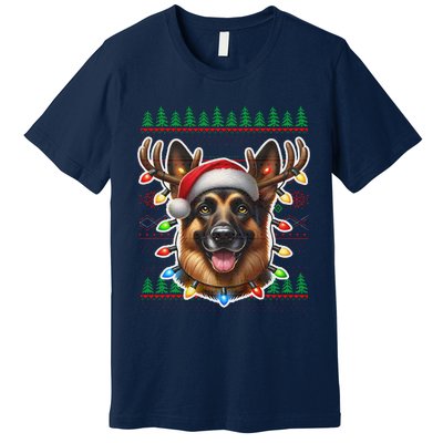 German Shepherd Christmas Ugly Sweater Funny Dog Lover Xmas Premium T-Shirt