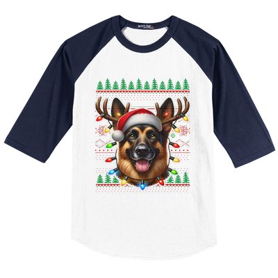 German Shepherd Christmas Ugly Sweater Funny Dog Lover Xmas Baseball Sleeve Shirt