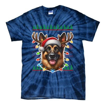 German Shepherd Christmas Ugly Sweater Funny Dog Lover Xmas Tie-Dye T-Shirt