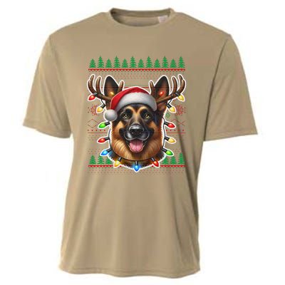 German Shepherd Christmas Ugly Sweater Funny Dog Lover Xmas Cooling Performance Crew T-Shirt