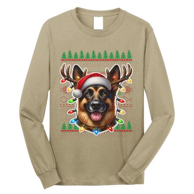 German Shepherd Christmas Ugly Sweater Funny Dog Lover Xmas Long Sleeve Shirt