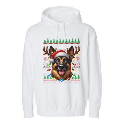 German Shepherd Christmas Ugly Sweater Funny Dog Lover Xmas Garment-Dyed Fleece Hoodie