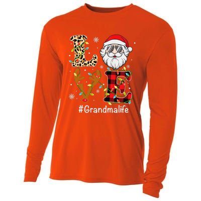 Grandma Santa Christmas Family Love Grandma Life Xmas Pajama Cooling Performance Long Sleeve Crew