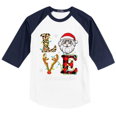 Grandma Santa Christmas Family Love Grandma Life Xmas Pajama Baseball Sleeve Shirt