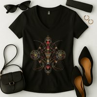Geometric Shapes Circle Angles Pattern Sacred Geometry Women's V-Neck T-Shirt