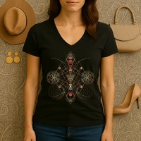 Geometric Shapes Circle Angles Pattern Sacred Geometry Women's V-Neck T-Shirt