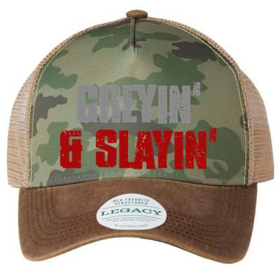 Greyin & Slayin Confident Stylish Successful Aging Awesome Legacy Tie Dye Trucker Hat