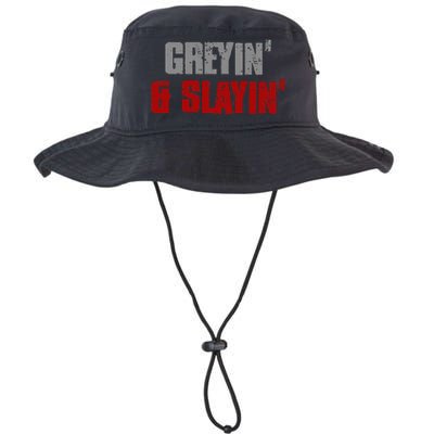 Greyin & Slayin Confident Stylish Successful Aging Awesome Legacy Cool Fit Booney Bucket Hat