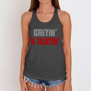 Greyin & Slayin Confident Stylish Successful Aging Awesome Women's Knotted Racerback Tank