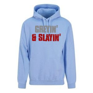 Greyin & Slayin Confident Stylish Successful Aging Awesome Unisex Surf Hoodie