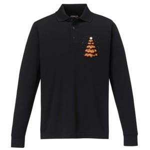 Ginger Snap Cookie Christmas Tree Performance Long Sleeve Polo